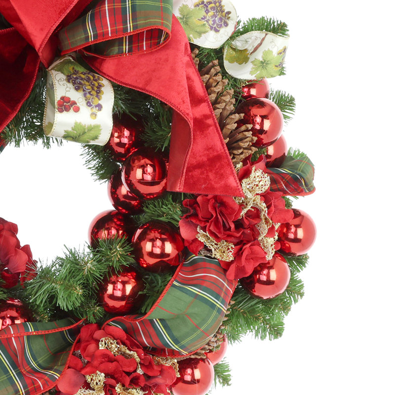 The Holiday Aisle® 26'' Holiday Wreath Arranged with Ribbon